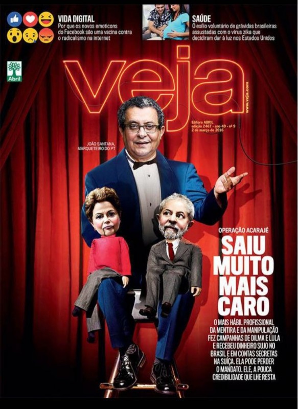 Veja estampa publicitário João Santana como “profissional da mentira”