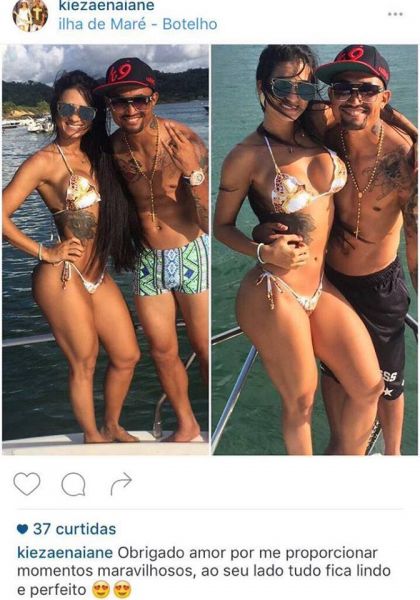 Kieza e musa do Vitória exibem boa forma em passeio de lancha