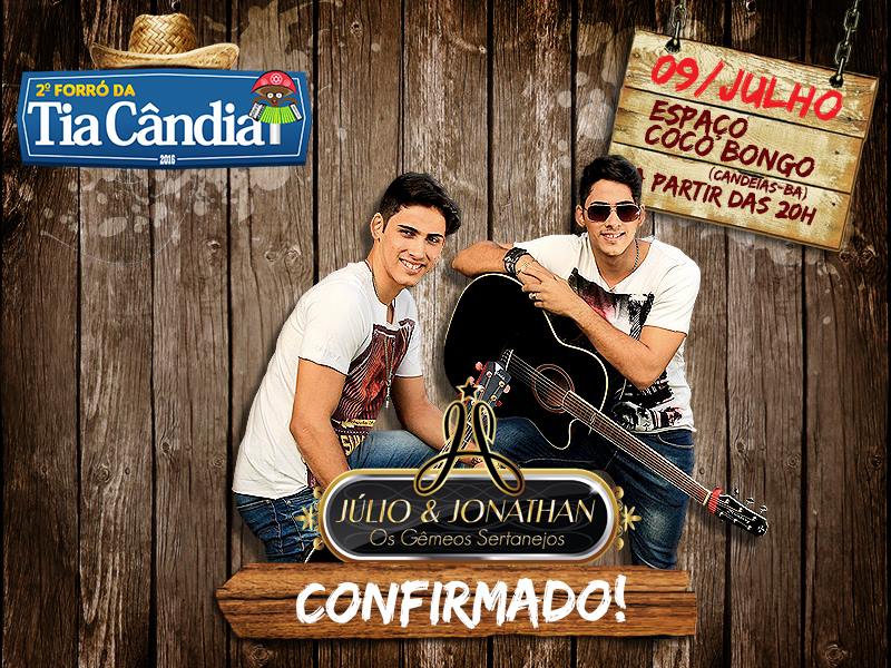 Júlio & Jonathan confirmado no Forró da Tia Cândia