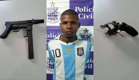Candeias: Homicida que vitimou “Thelo” é preso com drogas, dinheiro e uma submetralhadora
