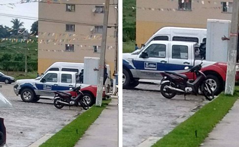 Carro da Prefeitura de Candeias fazendo frete em pleno domingo