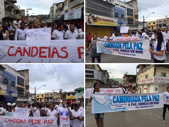 Caminhada Pela Paz reuniu os três pré-candidatos a prefeito de Candeias