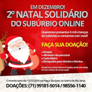 Vem aí 2º Natal Solidário do Subúrbio Ferroviário.