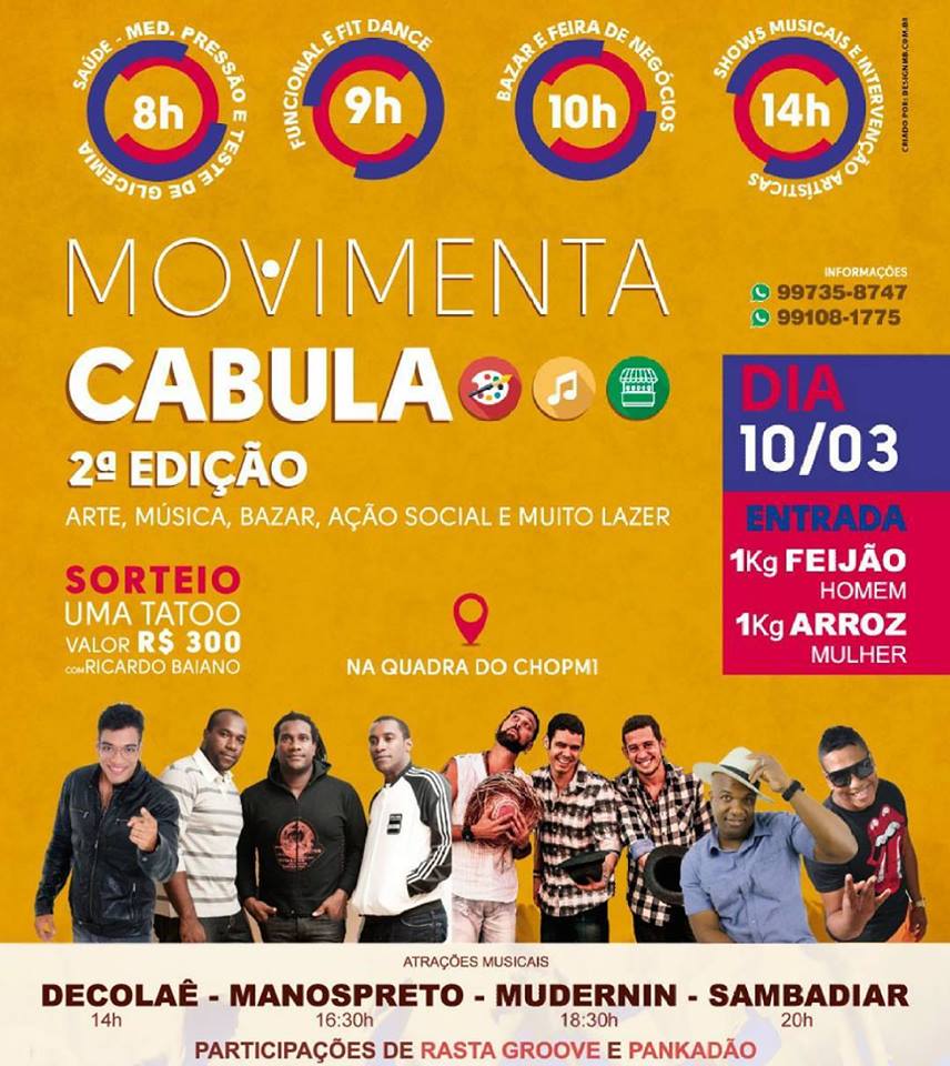 2ª edição no Movimenta Cabula acontece no dia 10 de março