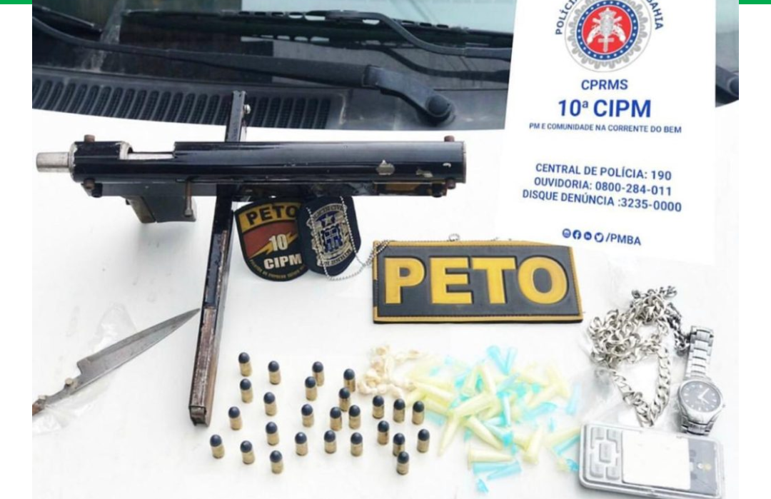 Homem é preso com drogas e uma metralhadora em São Francisco do Conde