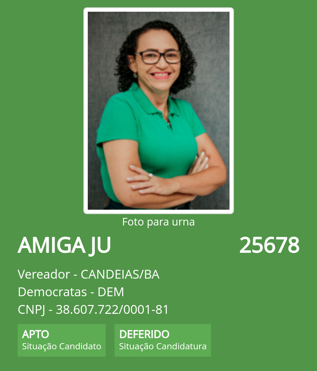 Amiga Ju tem candidatura DEFERIDA pela justiça eleitoral