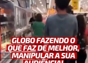 Homem desmascara Rede Globo fazendo ‘matéria tendenciosa’ dentro de supermercado: “Só procuram idosos com carrinhos vazios”