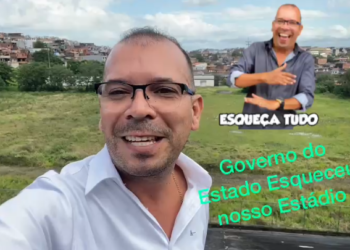 Morador de Candeias mostra o descaso do estádio que Rui Costa gastou milhões e não terminou a obra