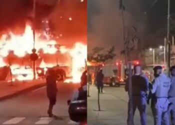 Bandidos tocam fogo em ônibus na Avenida Suburbana após morte de traficante