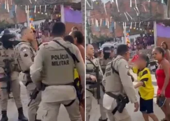 Mulher joga lata em policiais e é agredida por PM durante festa em Salvador